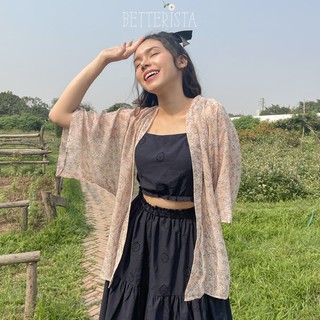 Kimono Nền Hồng Hoa Chùm