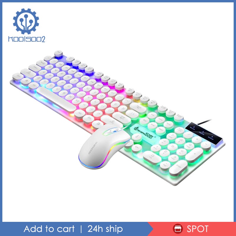 ✨Hàng sẵn sàng✨USB Wired RGB Rainbow LED Backlit Gamer Mouse and Keyboard Set Black
