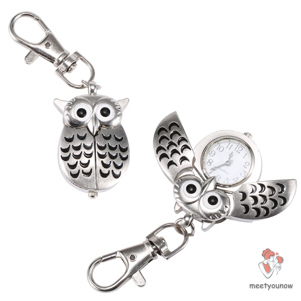 Đồng hồ bỏ túi có móc treo hình chim cú mèo phong cách Vintage