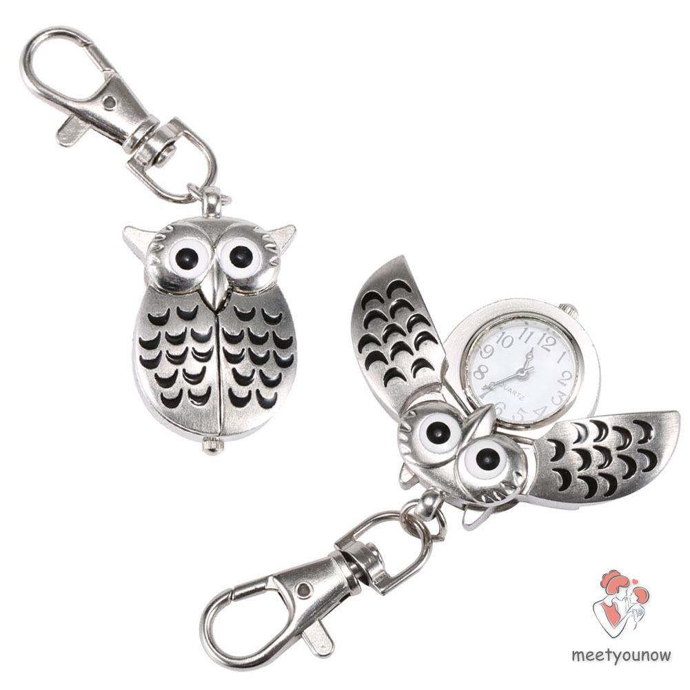 Đồng hồ bỏ túi có móc treo hình chim cú mèo phong cách Vintage