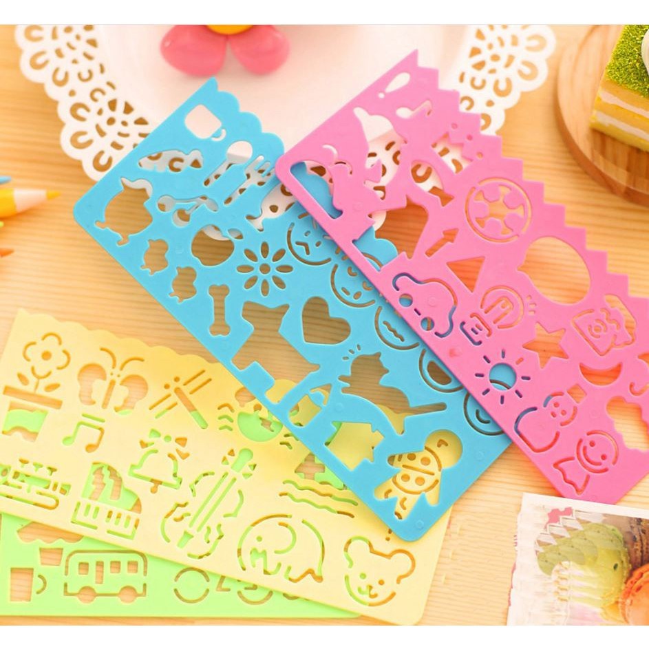 Thước kẻ in hình hình cho bé làm mỹ thuật, đồ dùng học sinh, họa tiết dễ thương