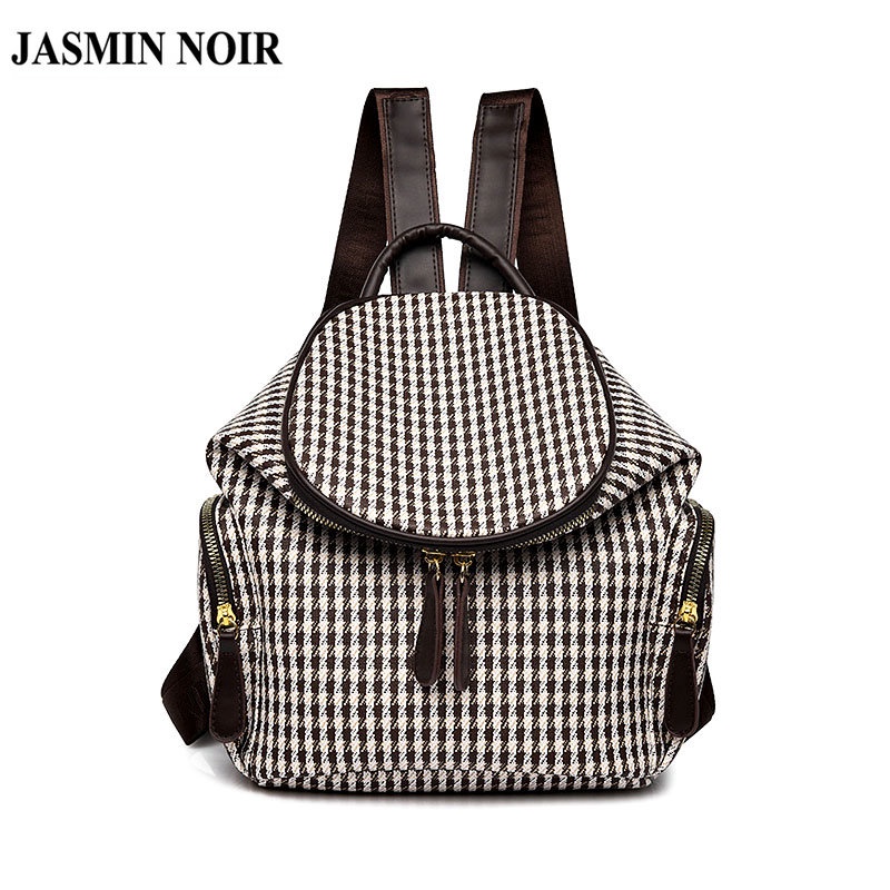 Balo JASMIN NOIR da PU họa tiết sọc caro đơn giản thời trang cho nữ