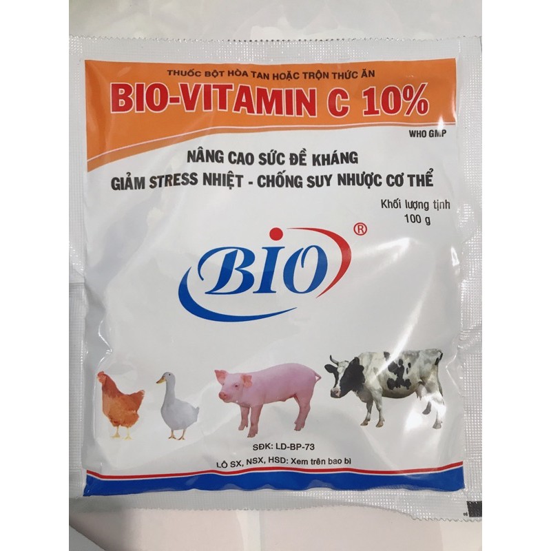 Bio Vitamin C Nâng cao sức đề kháng, chống suy nhược cơ thể, hỗ trợ điều t r i bệnh Chó Mèo Gà Vịt Dê hamter