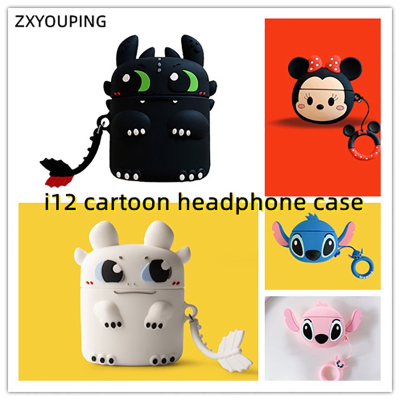 Vỏ Bảo Vệ Hộp Sạc Tai nghe không dây J18 i12 TWS Bằng Silicon Họa Tiết Hoạt Hình Dễ Thương