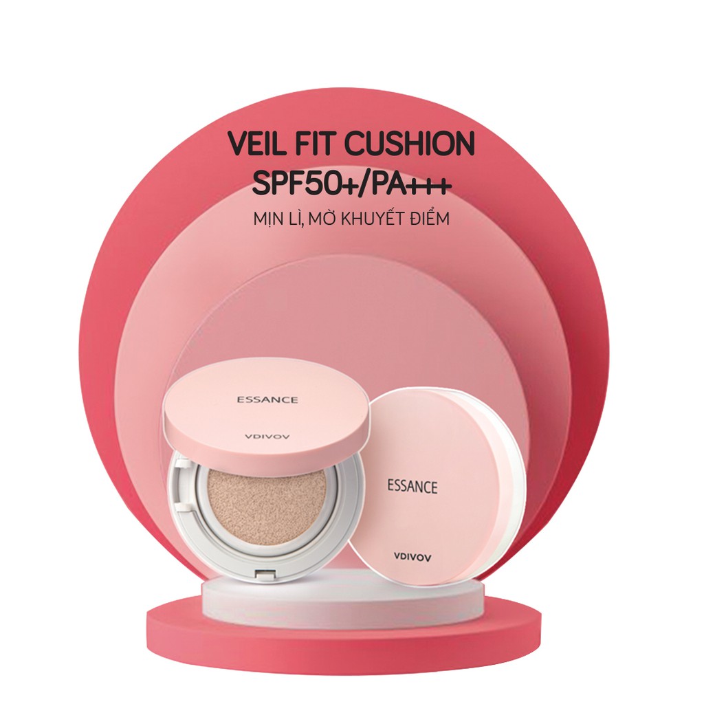 Phấn nước mịn lì mờ khuyết điểm Essance Veil Fit Cushion SPF50+ PA+++ 15g Tặng Cọ rửa mặt