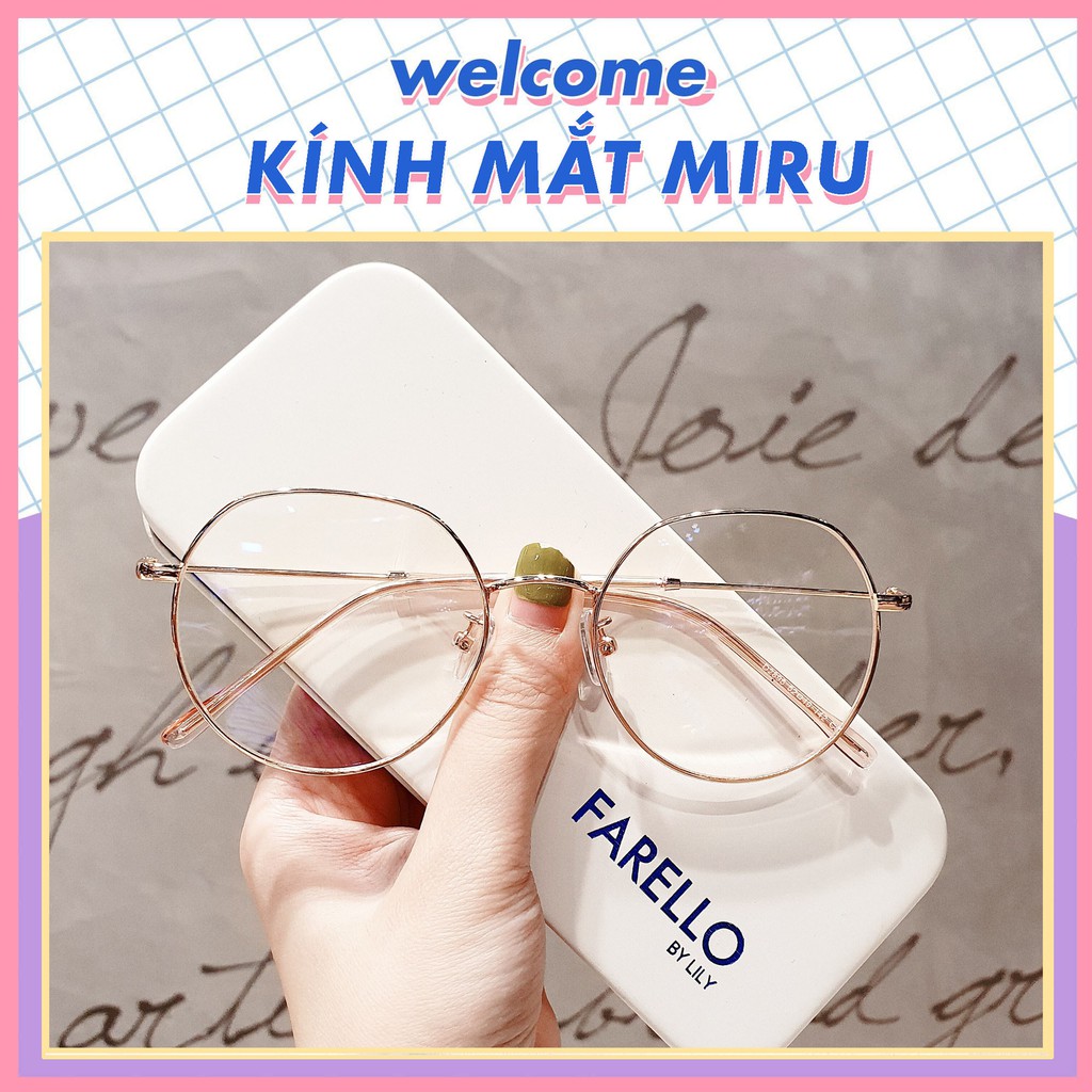 Gọng kính cận nam nữ MIRU mắt kim loại chắc chắn thanh mảnh mắt tròn màu sắc thời trang 2895