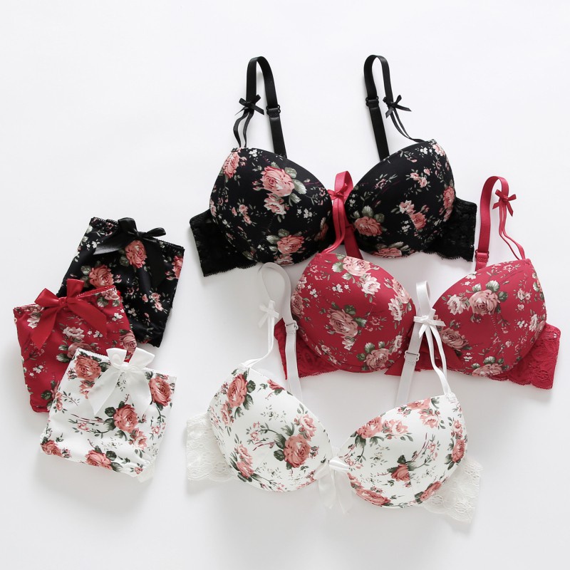 Set áo ngực và quần lót họa tiết hoa quyến rũ thời trang dành cho nữ