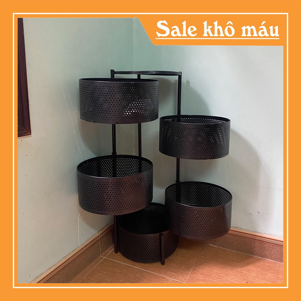 Kệ Xoay Tròn Thông Minh 3/4/5 Tầng, Kệ đa năng xoay 360 độ, Tải 150Kg, Thép Không Gỉ, Sơn Tĩnh Điện