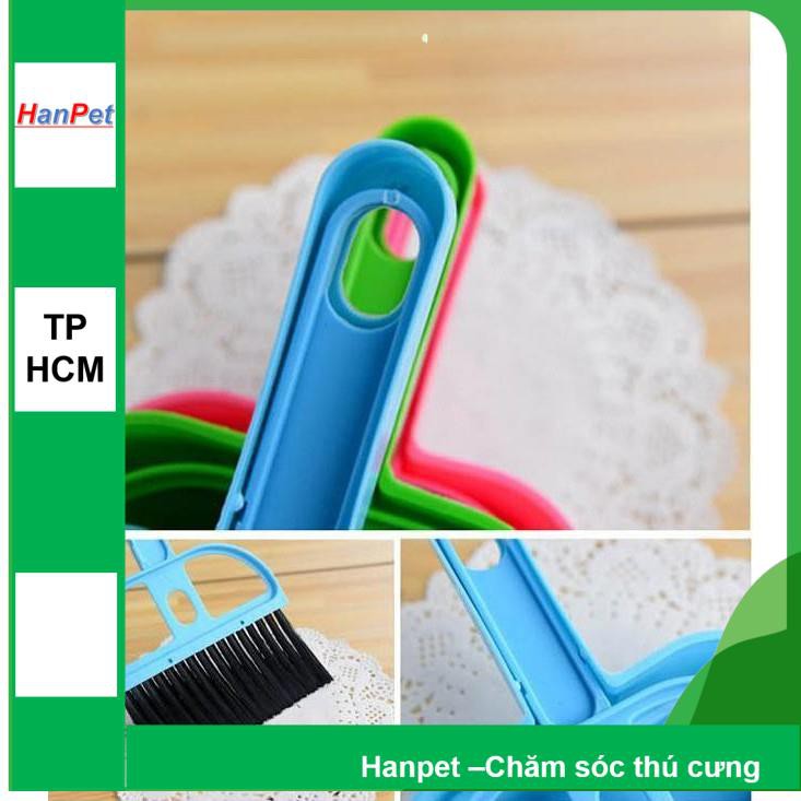 SP439 -  Bộ hót phân chó mèo kèm chổi MINI (hanpet 4711792) kích thước 13x12cm, xẻng  Hót kít chó / vệ sinh chó mèo
