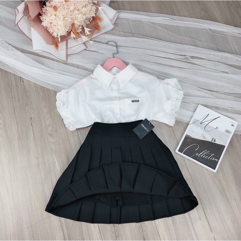 Áo sơmi nữ tay bèo cute