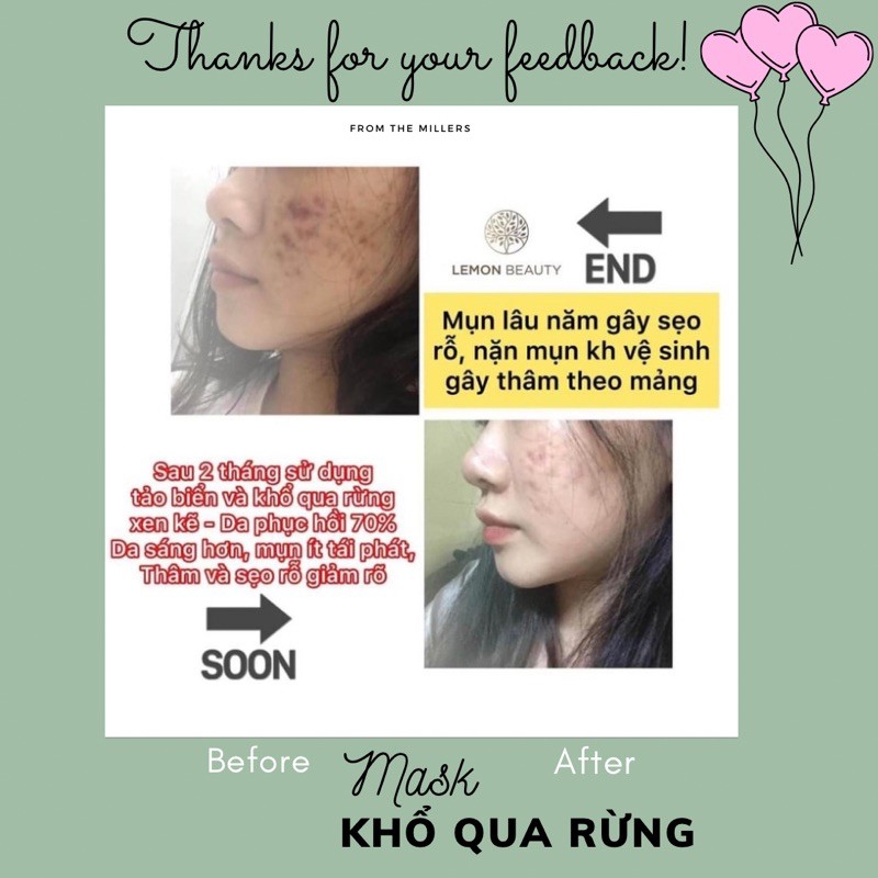 Mặt nạ khổ qua rừng k box tặng 1 cọ +1 que trộn +1 gói muối xông thải độc cho da