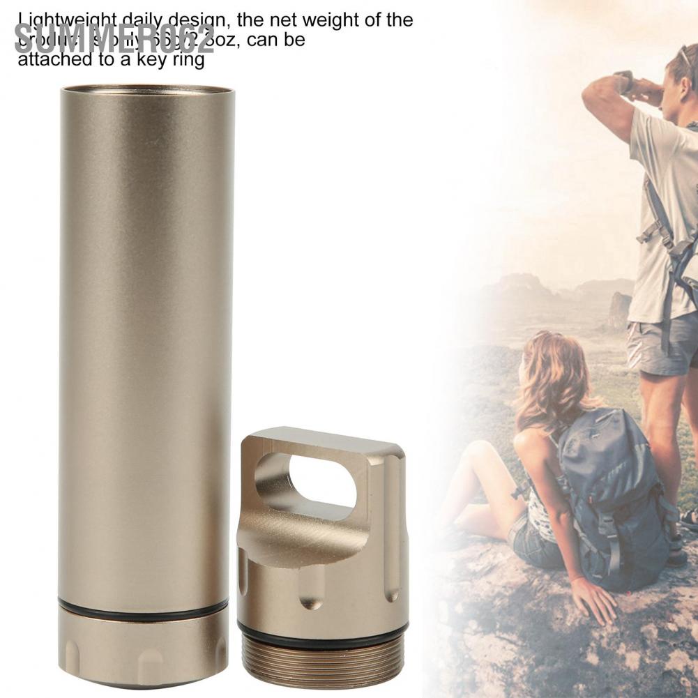 [Hàng Sẵn] Hộp đựng thuốc chống thấm nước bằng hợp kim nhôm Hộp đựng thuốc bảo quản sinh tồn ngoài trời Chai khô L 【Summer062】