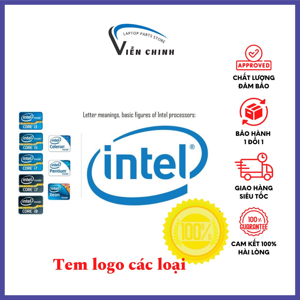 Tem Intel - logo Intel- Tem logo Intel core I5 I7 gen 2 gen 3 gen 4 gen 5 gen 6 gen 7 - Tem dán laptop máy tính