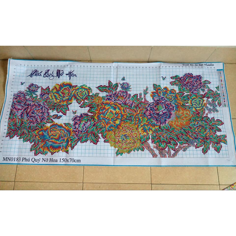 Tranh thêu chữ thập thanh lý hoa mẫu đơn MN0107 HH0912 MN0183