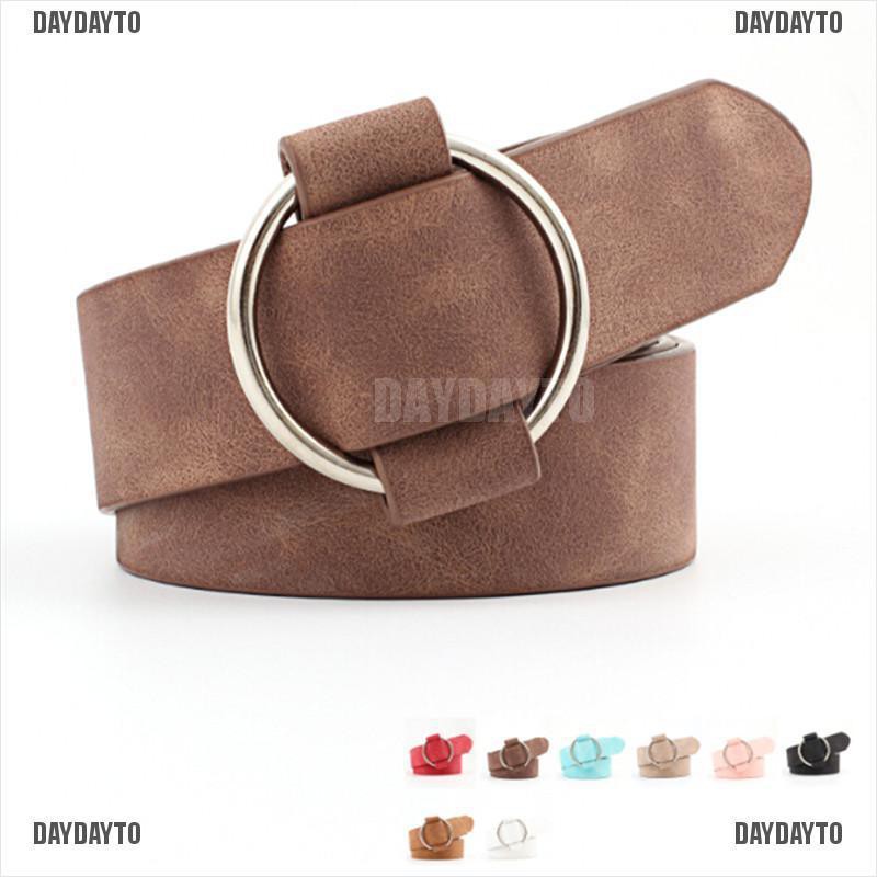 Thắt Lưng Da Khóa Tròn Kim Loại Phong Cách Boho Cổ Điển Cho Nữ