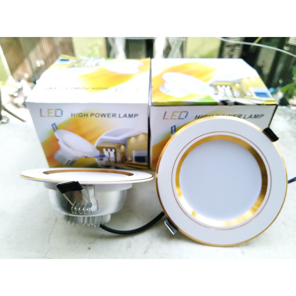 Bộ 2 đèn led âm trần thạch cao 220w 7w ánh sáng 3 màu