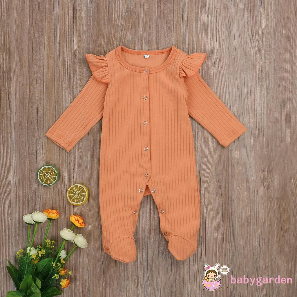 Áo liền quần dệt kim tay dài màu trơn dễ thương cao cấp cho bé 0-6 tháng tuổi