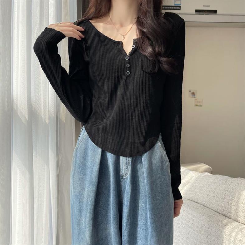 Áo Len Gân Dài Tay Basic Item Không Thể Thiếu Mùa Thu Đông MaiRin Fashion 024