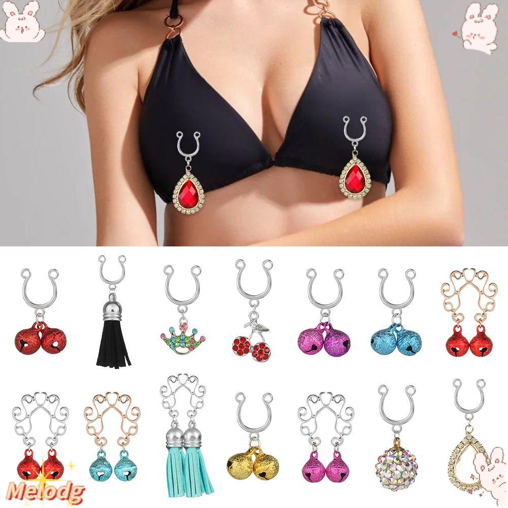 Khuyên xỏ ngực giả không cần xỏ lỗ dáng tròn thời trang