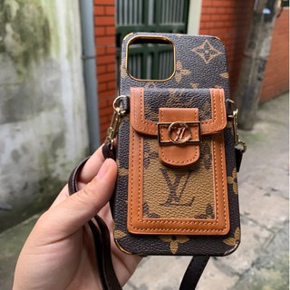Ốp lưng LV dạng ví cho iPhone 12 Mini/ 12/ 12 Pro Max/ 11/ 11 Pro Max/ Xs Max kiểu túi tặng dây đeo siêu đẹp sang trọng