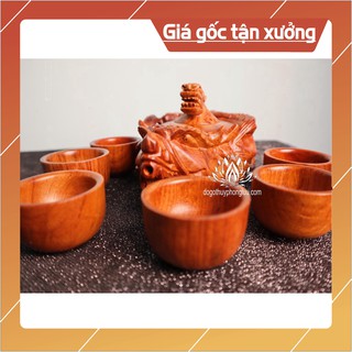 bộ ấm chén rồng gỗ hương cao cấp
