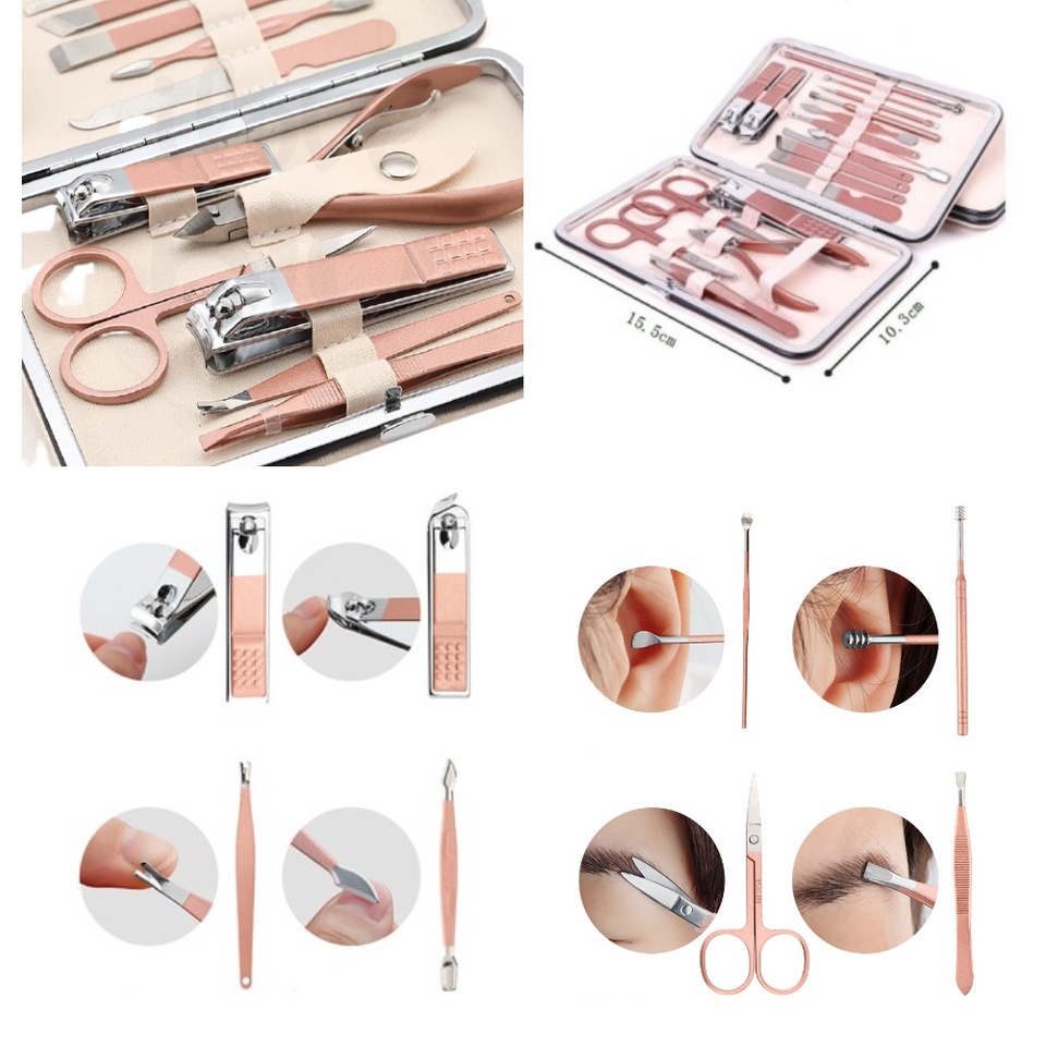 Bộ Bấm Móng Tay 18 Món Đa Năng Bằng Thép Không Gỉ