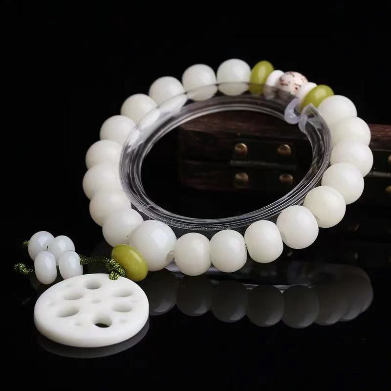 Vòng tay hạt ngọc bích màu trắng 10mm tùy chọn kiểu dáng