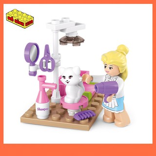 Đồ chơi lắp ráp lego giá rẻ Sluban salon thú cưng cho bé gái