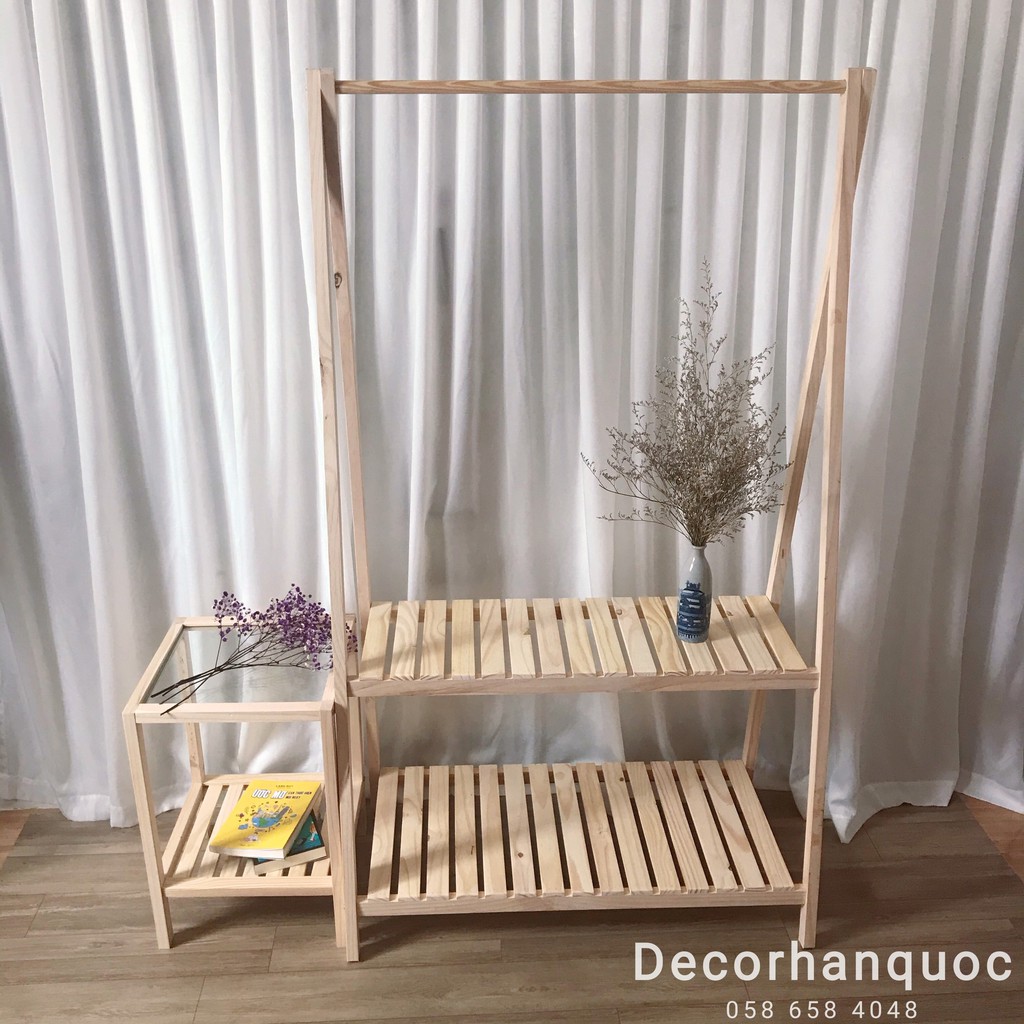 [HÀNG SẴN] Kệ treo quần áo decor homestay, khách sạn, phòng ngủ - Gỗ thông nhập khẩu | BigBuy360 - bigbuy360.vn