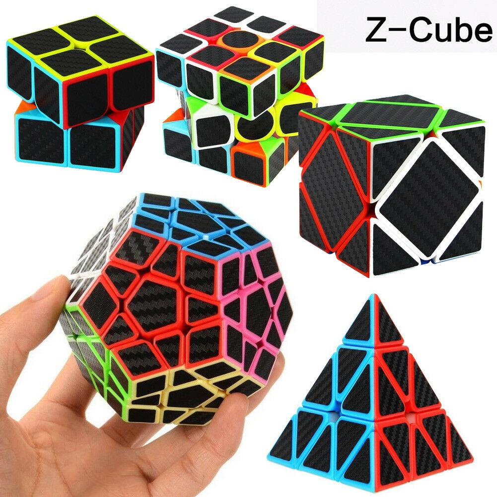 Combo 5 Rubik Cao Cấp Zcube carbon -  Rubik Phát Triển IQ - Quay Trơn Mượt, Bẻ Góc Cực Tốt