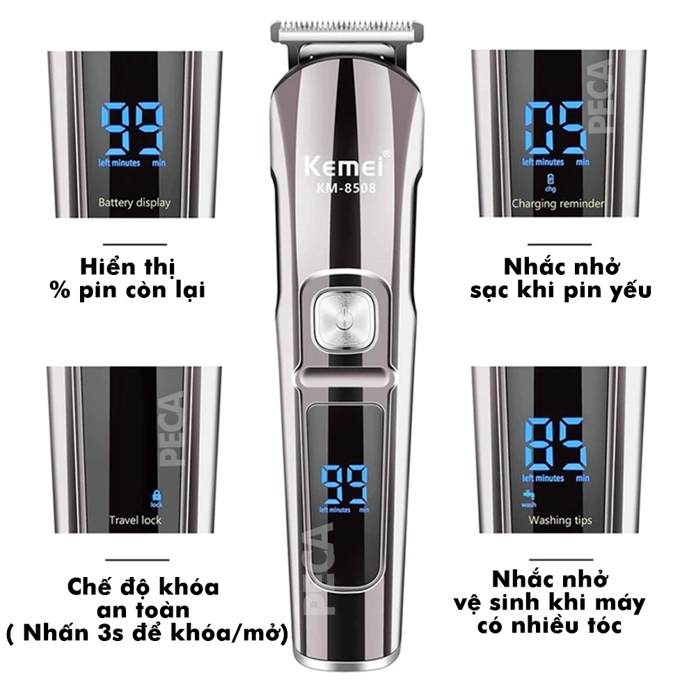 Tông đơ cắt tóc đa năng 11in1 Kemei KM-8508 không dây 2 tốc độ cắt có thể cắt tóc, cạo râu, tỉa lông mũi,..