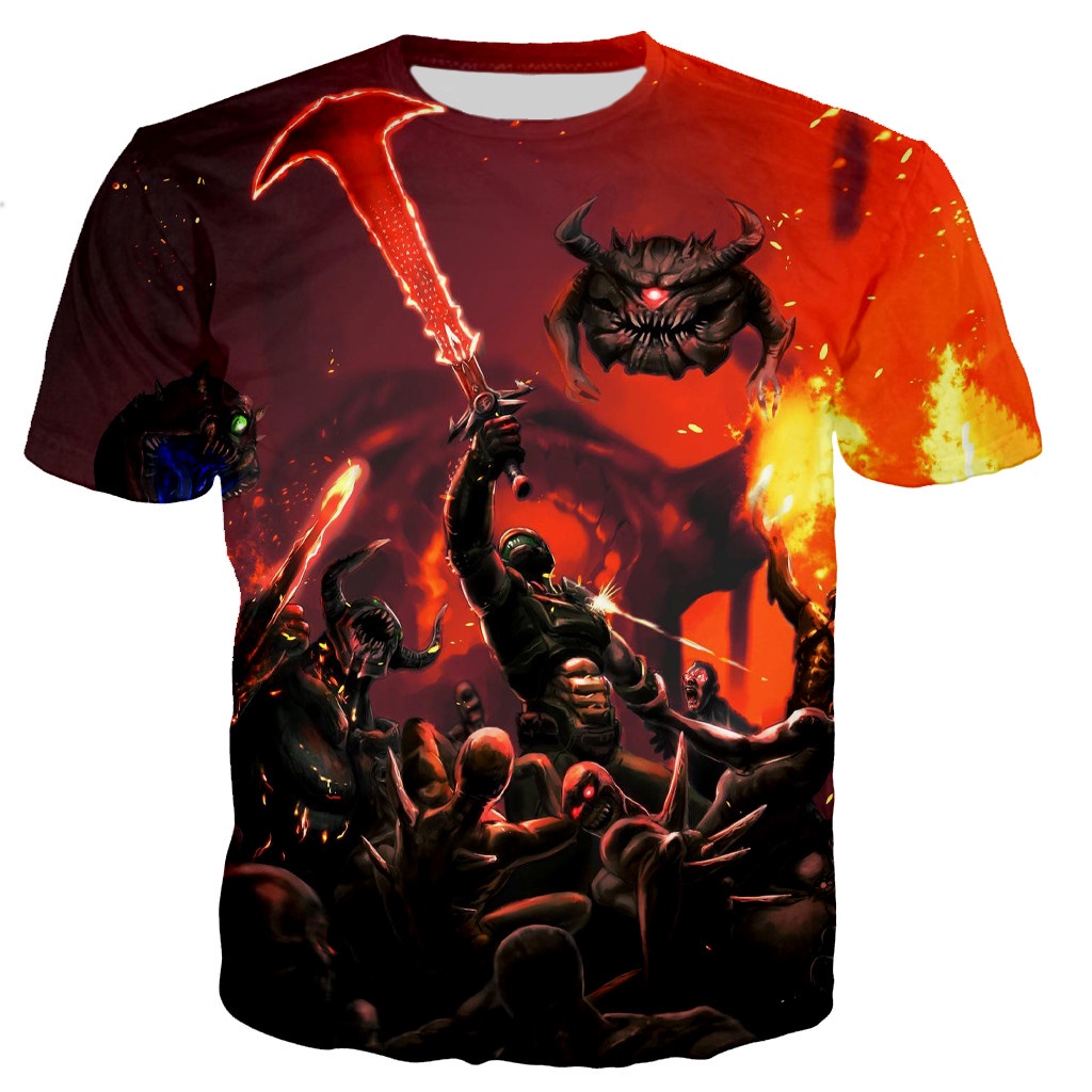 Áo Thun Cổ Tròn Oversize In Họa Tiết Game 3D Thời Trang Đường Phố Cho Nam Và Nữ