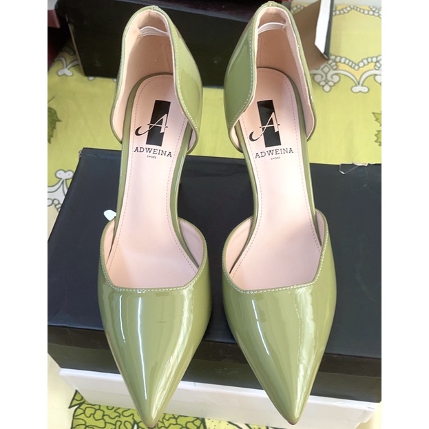 Giày cao gót xanh cốm khoét eo ADWEINA thương hiệu cao cấp nhất Quảng Châu
