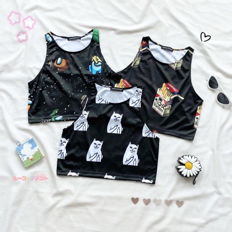 Áo Croptop Hình 3D Ba Lổ Ảnh Thật