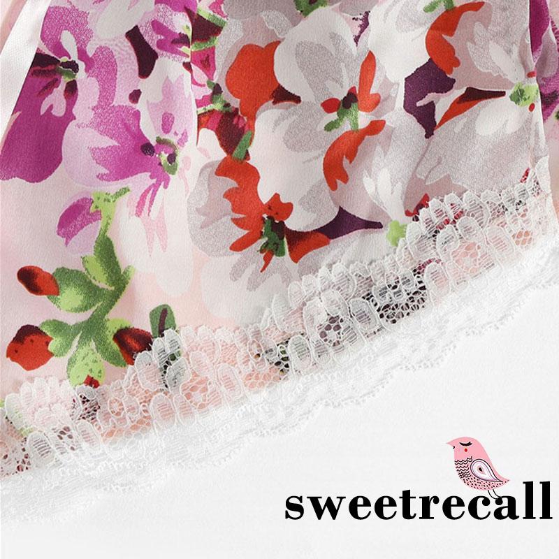 Set quần áo ngủ bằng lụa satin phối ren quyến rũ dành cho nữ | BigBuy360 - bigbuy360.vn