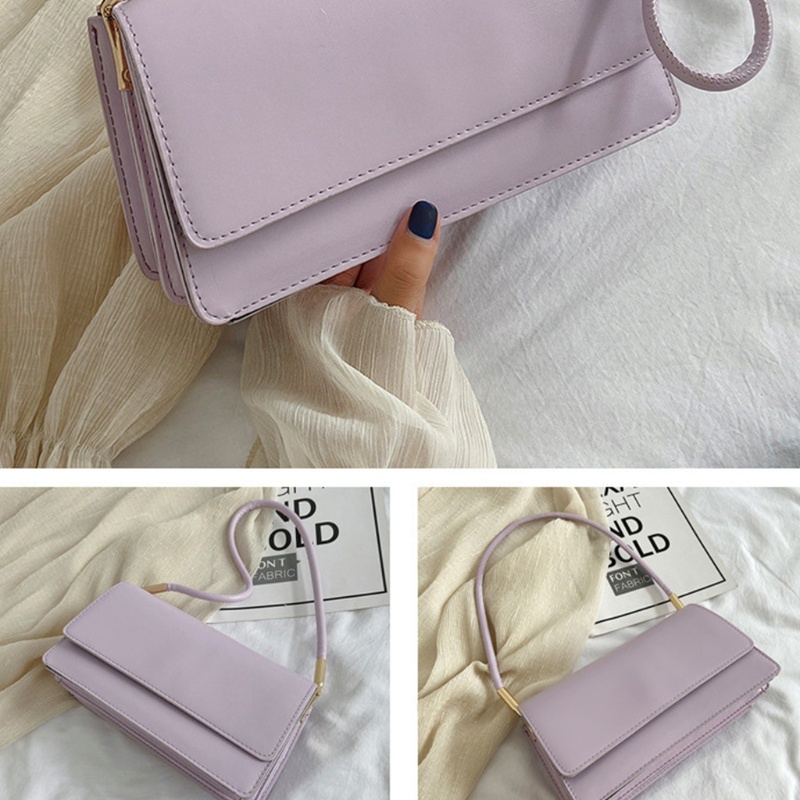 Túi Xách Da Kẹp Nách Màu Trơn Thời Trang Cho Nữ