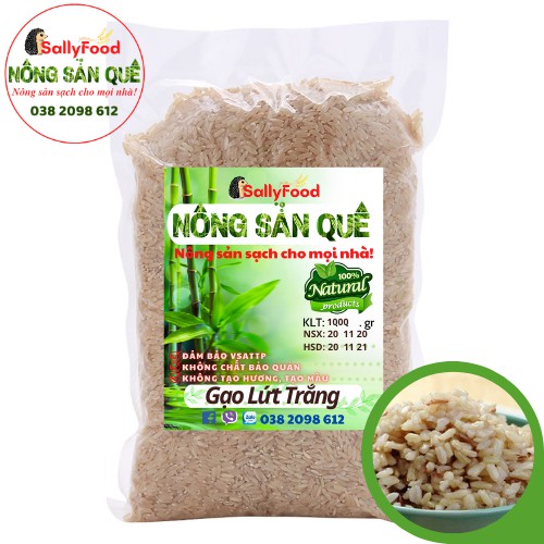 1kg Gạo Lứt Trắng Dẻo Thơm, Mềm Cơm (KHÔNG CẦN NGÂM KHI NẤU) - Nông Sản Quê - Gạo ORGANIC Giảm Cân, Thực Dưỡng