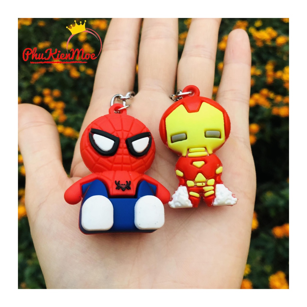 Móc khóa siêu nhân Marvel người nhện và Iron Man tự Handmade