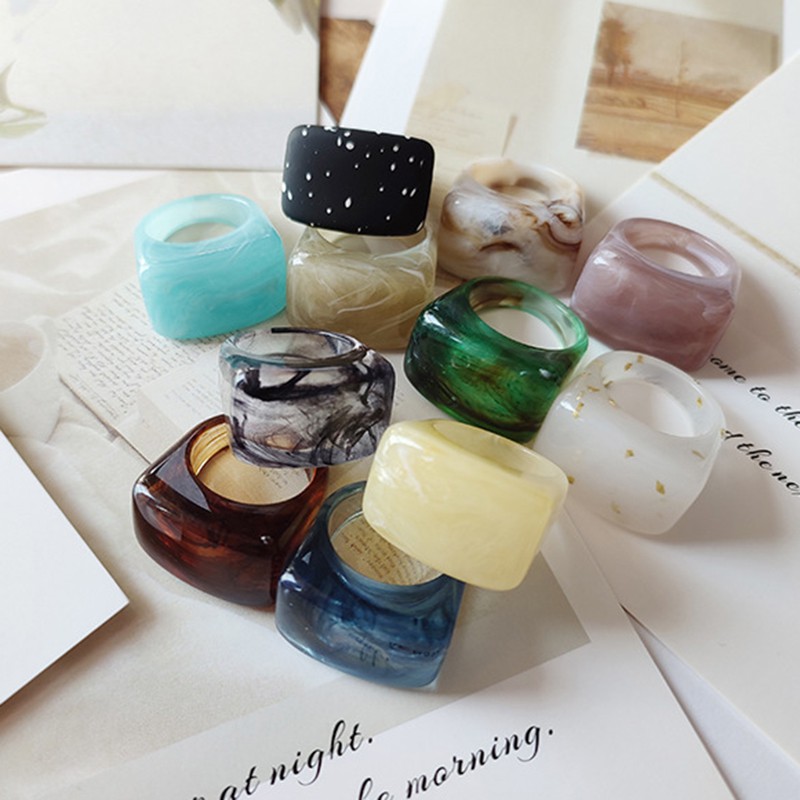 Nhẫn Acrylic Thiết Kế Độc Đáo Phong Cách Vintage