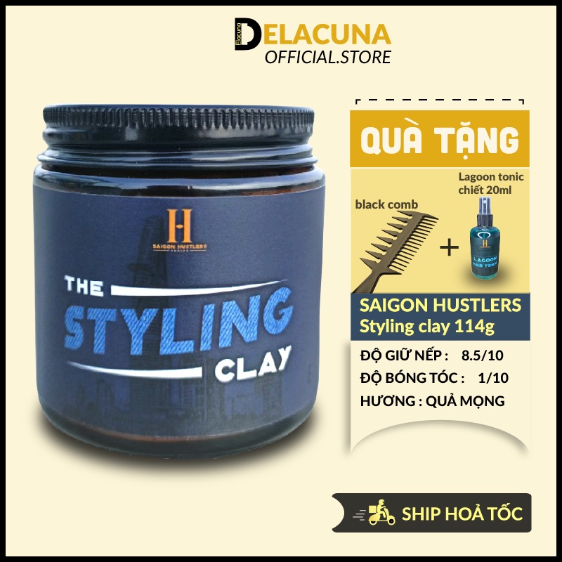 Sáp vuốt tóc nam Styling Clay wax Saigon Hustlers chính hãng cao cấp Delacuna SC01