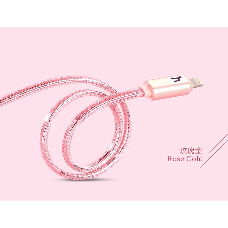 Cáp USB Lightning ngắn 30cm HOCO UPL12 METAL LED Đầu nhôm có LED, Sạc iP.hone i.Pad Dây Dẻo Chống Gãy