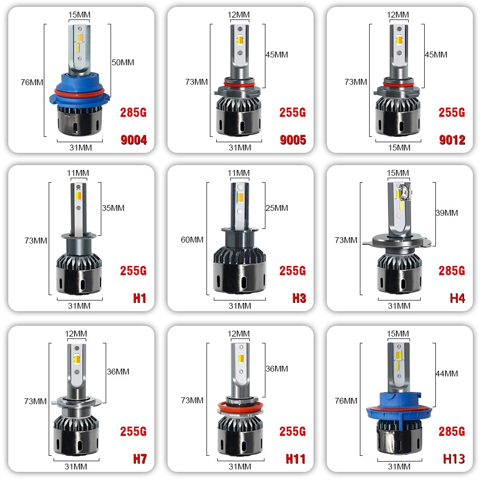 Car Headlight Lamp 3 Colors Dimmable New Arrivals H1 H3 H4 H7 H8 H11 9005 9006 LED 3000K 4300K 6000K Tri-colour Bulb 10000LM