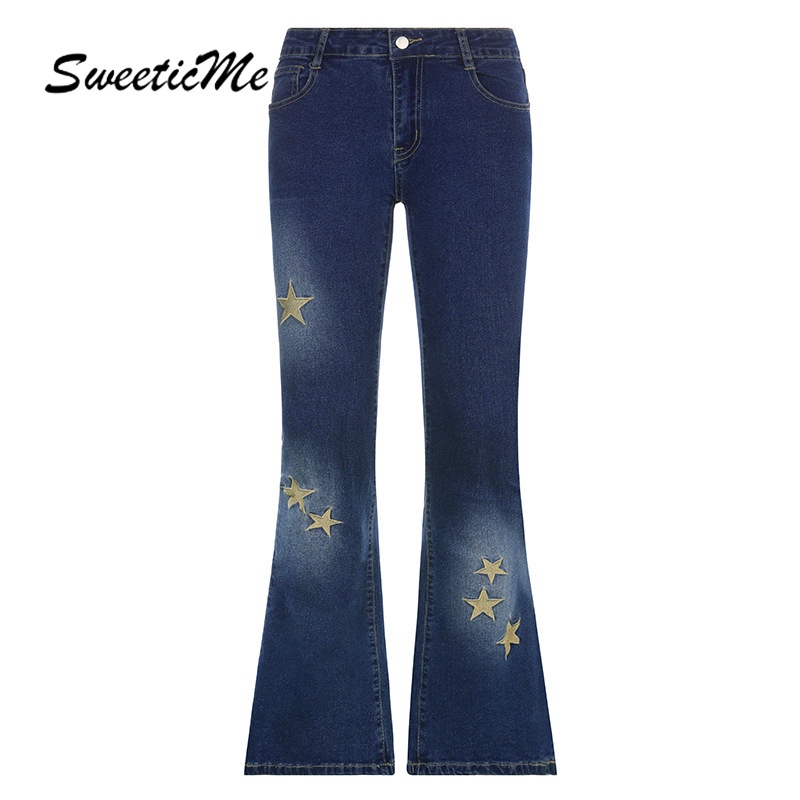 Quần Jeans Nữ Thêu Ngôi Sao Thời Trang Quyến Rũ 2022