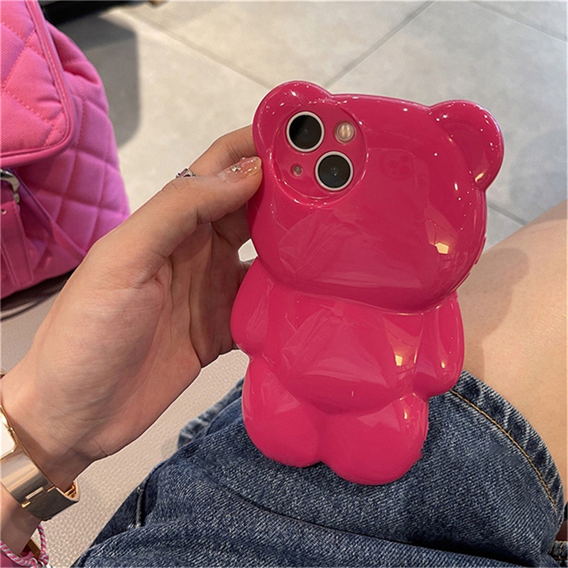 Ốp Điện Thoại Mềm Chống Sốc Hình Gấu 3D Cho iPhone 14 13 12 11 Pro XS Max X XR