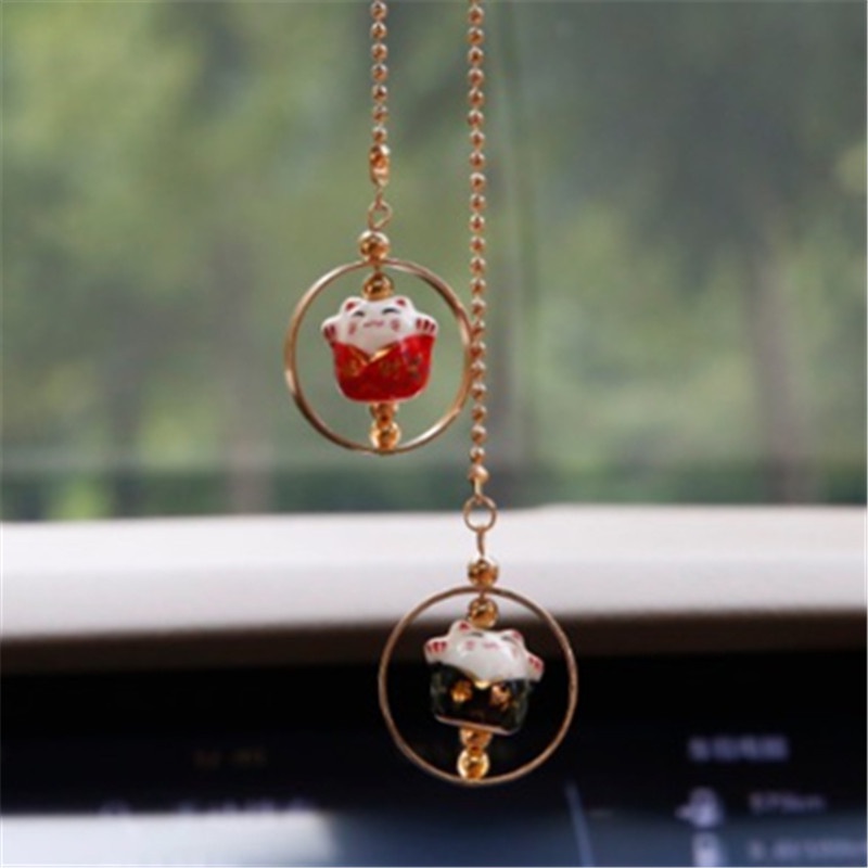 Dây Treo Trang Trí Xe Hơi Hình Mèo May Mắn Dễ Thương Sáng Tạo