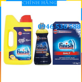 Combo Bột rửa bát Finish 2.5kg + Muối 1.2kg + Nước làm bóng 400ml