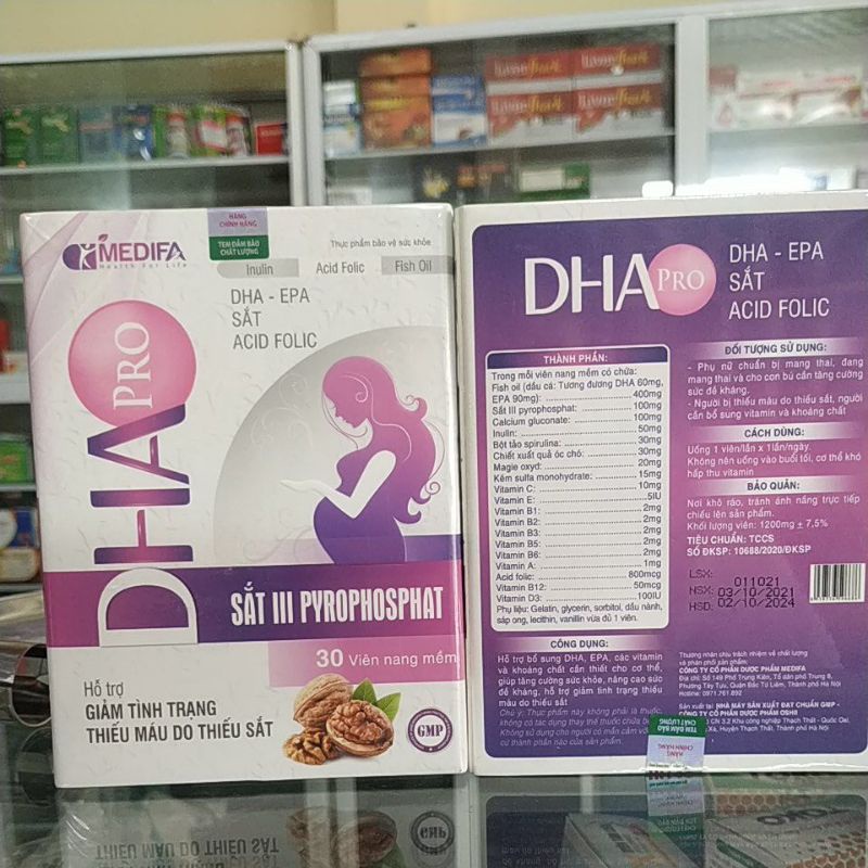 Combo2hộp Bổ bà bầu DHA IQ Pro sắt không táo bón bổ sung vitamin sắt tăng sức đề kháng cho mẹ và bé