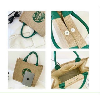 Túi Cói Đi Biển Đi Chơi STARBUC Phòng cách Hàn Quốc Tiện Lợi Sang Chảnh