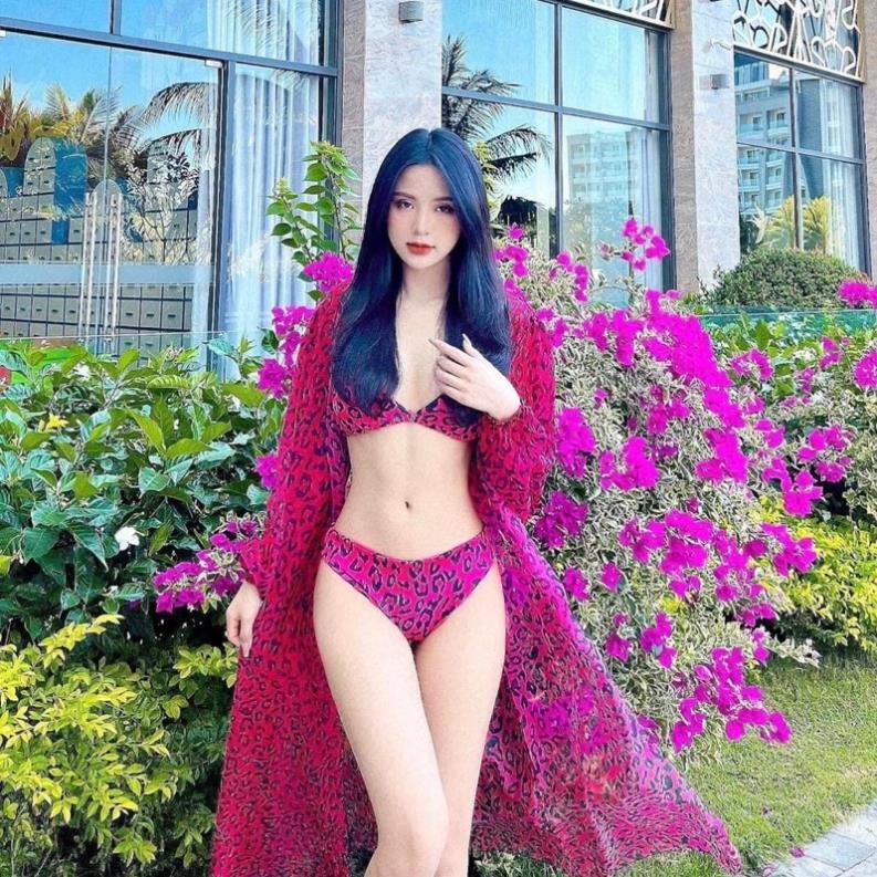 Bikini Đồ Bơi Hai Mảnh 3 Chi Tiết Họa Tiết Beo Hồng Quyến Rũ Độc Lạ HOT SUMMER 2021 R34 !
