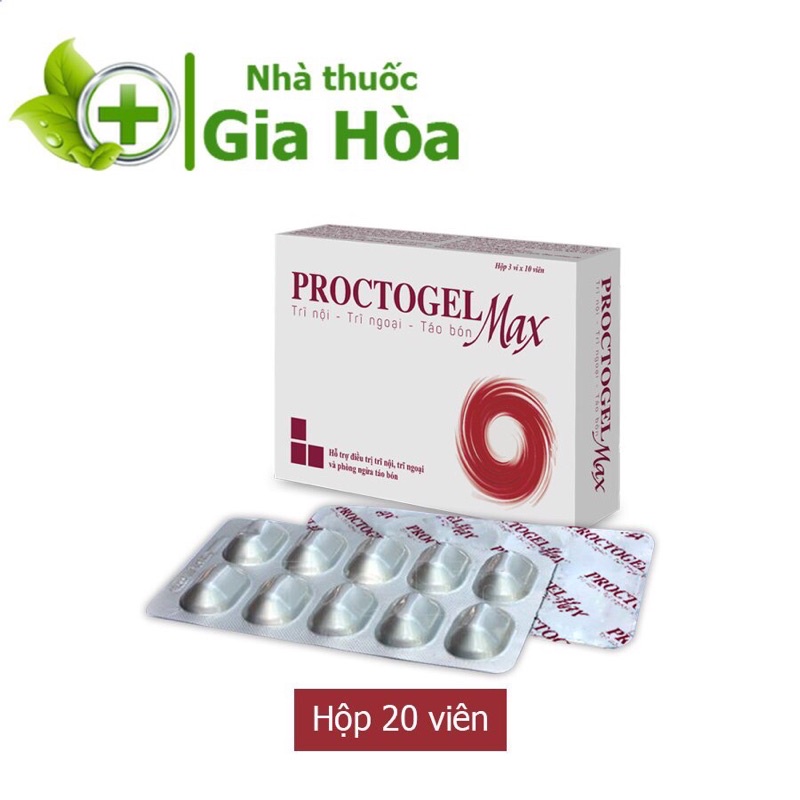 PROCTOGEL MAX - Viên uống hỗ trợ Trĩ (Trĩ nội, trĩ ngoại), táo bón (Hộp 20 viên)